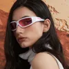 Y2K Pink Sunglasses Women Red Hollowed Out Future Sense of Technology Hot Girls Net Red Sun Glasses Trendy Men Eyewear 5