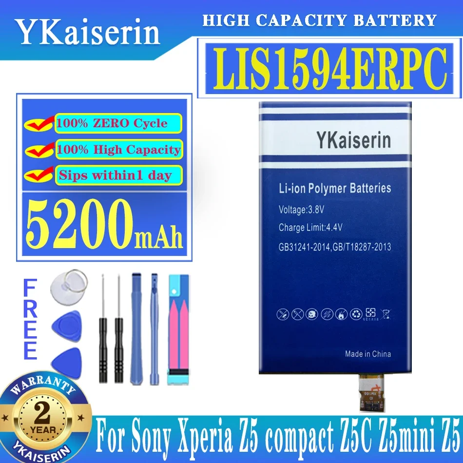 5200Mah Lis1594Erpc Batteria Per Sony Xperia F5321 Z5C Z5 Mini E5823 Z5Mini Compact C6 F3216 F3215 F3216Xc Bateria