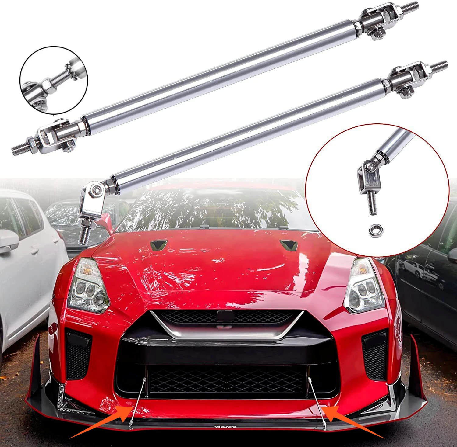 Universale Per Nissan Gt-R 350Z 370Z Coupe Paraurti Anteriore Lip Splitter Spoiler Strut Rod Tie Support Bar 2000-2022 Accessori Auto