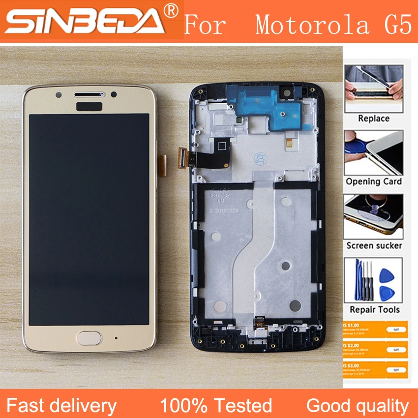 

Sinbeda 5.0''LCD For Motorola Moto G5 XT1670 XT1671 XT1672 LCD Display Touch Screen Digitizer Assembly For Moto G5 LCD Screen