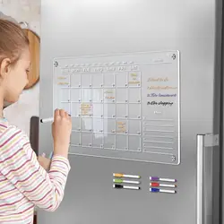 Reusable Fridge Planner Reusable Magnetic Monthly Calendar with Scratch-proof Board Marker Pens for Fridge Planning Monthly