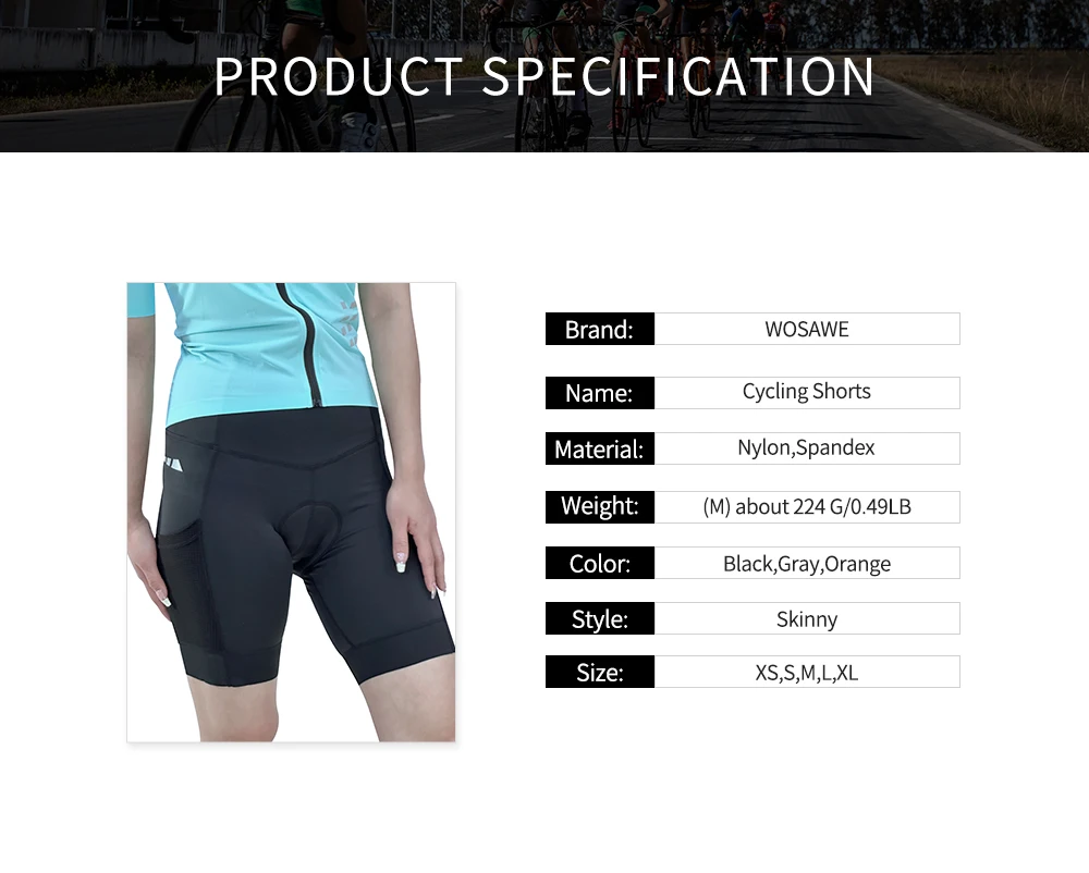 Description Picture 5 of itemWOSAWE Women Cycling Shorts 3D Gel Padded Shockproof MTB Bike Shorts Ladies Bicycle Pad Shorts Mountain Fitness Tights 2 Pockets