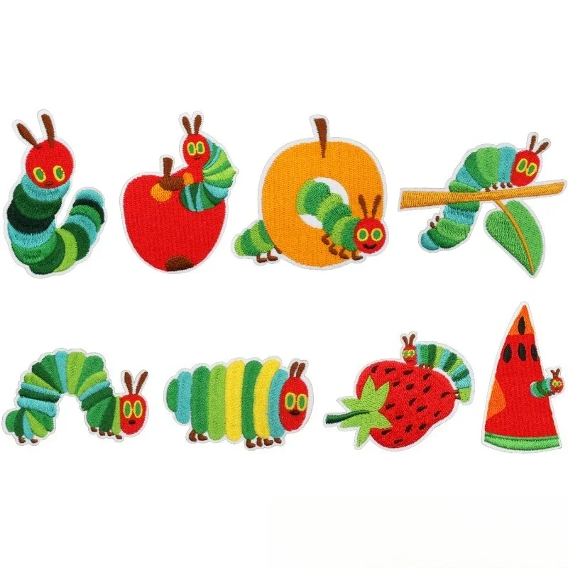 Caterpillar 자수 천 스티커 옷 장식 썩은 사과 버그 패치 스티커 수박 자수 챕터 보이 다림질