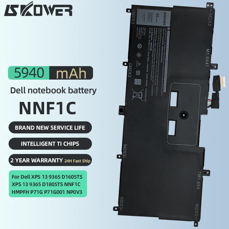 Nnf1C Hmpfh Batteria Per Dell Xps 13 9365 Serie Xps 13-9365-D1605Ts 13-9365-D1805Ts 13-9365-D2805Ts 13-9365-D3605Ts Hmpfh P71G P71G001 Np0V3 Nnf1C Del