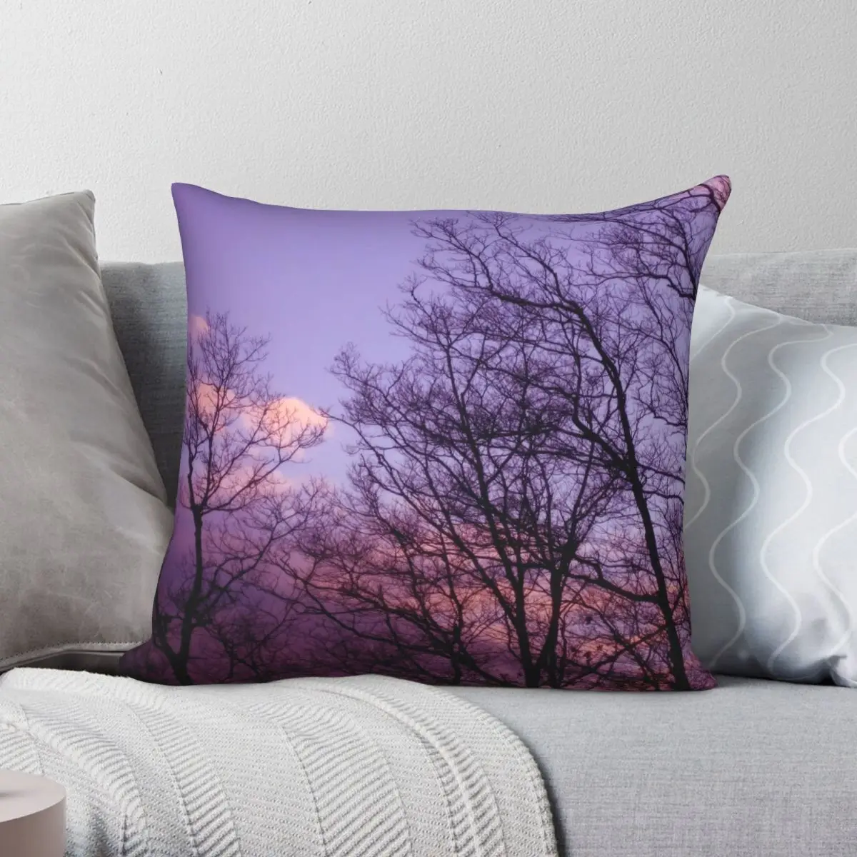 

Pretty Trees Square Pillowcase Polyester Linen Velvet Pattern Zip Decor Pillow Case Sofa Seater Cushion Case 18"