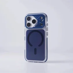Luxury Magnetic Wireless Charging Case with Metal Lens Protection and Shockproof Design - iPhone 17 Pro (Blue)