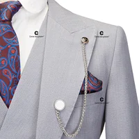 Cenne Des Graoom 2024 Elegant Men Suits Single-Breasted Plaid Two Button Blazer Waistcoat Pants 3 Piece Set Classic Fit Formal 2