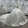 Luxury Customized Wedding Dress Princess Stain Sequin Applique Long Sleeves Ball Gown Lace Up Back Bridal Gown Vestido De Novia XS118 2
