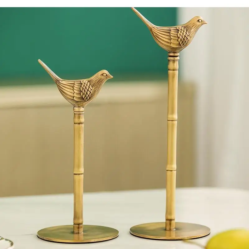 

Golden Bird Vertical Tissue Holder Kitchen Storage Roll Holder Napkin Holder Home Decoration Tabletop Crafts Brass Material