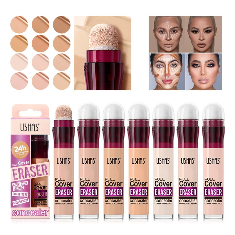 Sponge Head Concealer for Dark Circles Freckles Acne Pigmentation and Blemishes Long Lasting Moisturizing Liquid Foundation