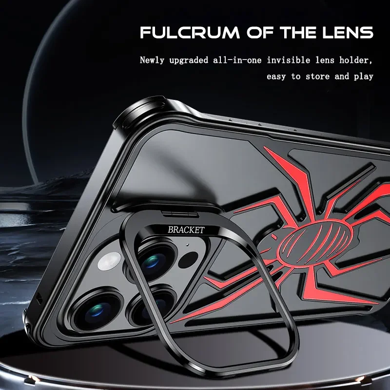 High quality heat-dissipating metal frameless phone case for iPhone 14 13 15 Pro Max ring frame aluminum shell shock cover