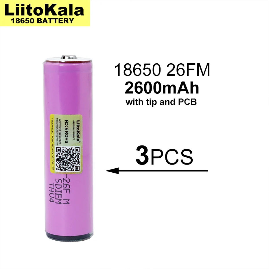 

Liitokala bateria de lítio recarregável, 3 pçs, 3.7v/4.2v, 18650 mah, placa de proteção pcb para lanterna