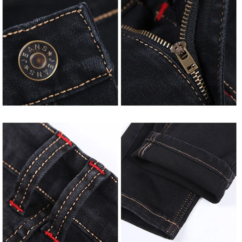 Plus Size Straight Jeans Men 48 46 44 Loose Black Light Blue Stretch Big Classic Slim Fit Brand Male Pants Elastic Denim Trouser 5