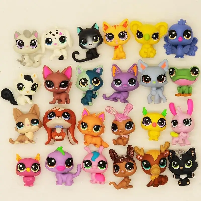 5/10/15pcs random animals standing pet shop lps toys short hair cat collie dachshund spaniel great dane toys for children gift