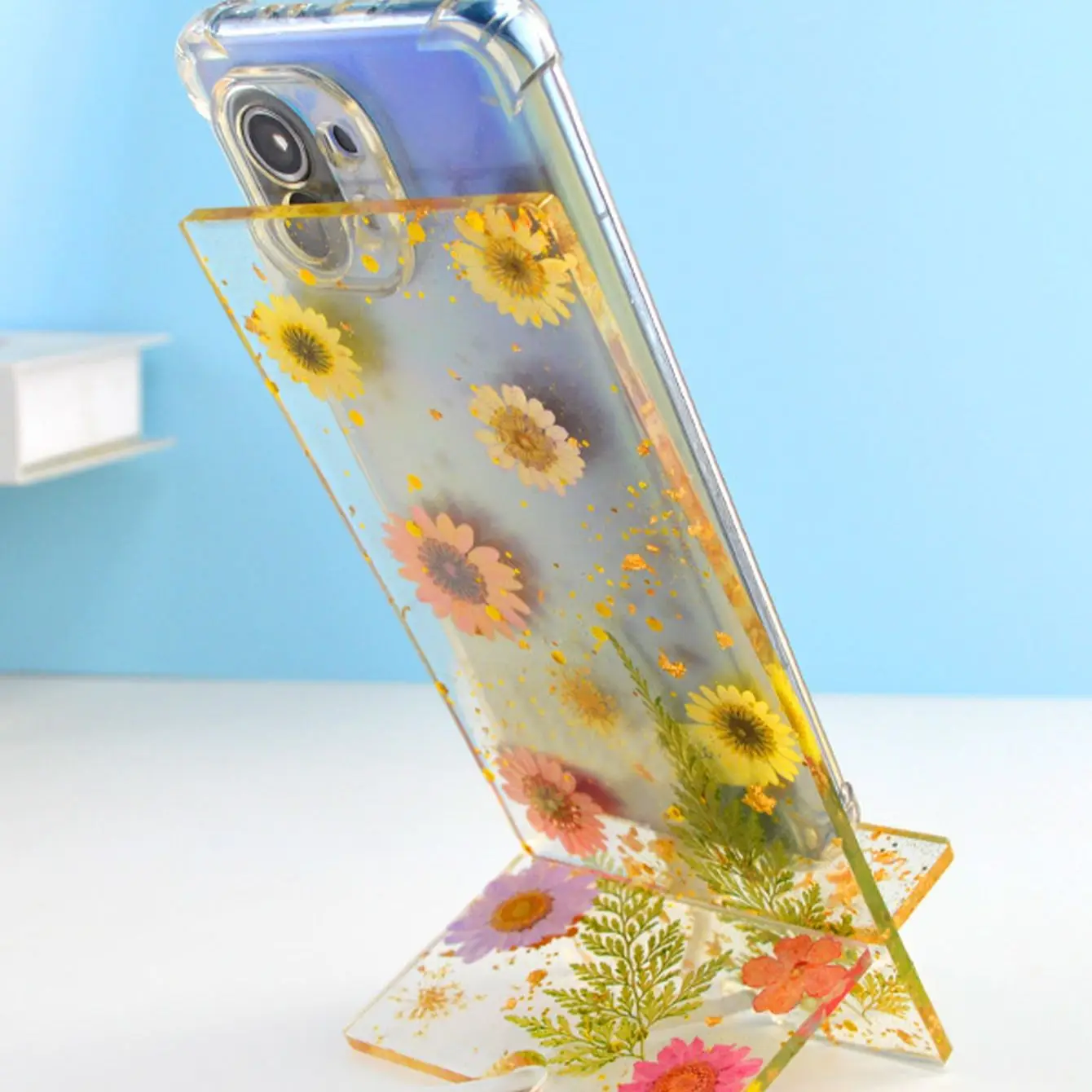 DIY Crystal Epoxy Resin Mold Simple Mobile Phone Holder Decoration Simple Universal Swing Table Silicone Mold
