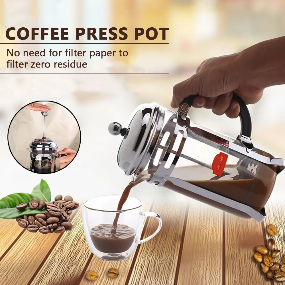 Coffee Maker French Press Filter Tea Brewer Coffeeware Teaware Simple Pressure Glass Pot Coffee