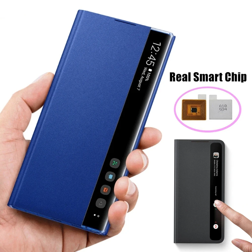 Per Samsung Galaxy Note 10 Plus Note 10 + Window View Free-Flip Sleep Awake Smart Chip Custodie In Pelle Per Samsung Note 10