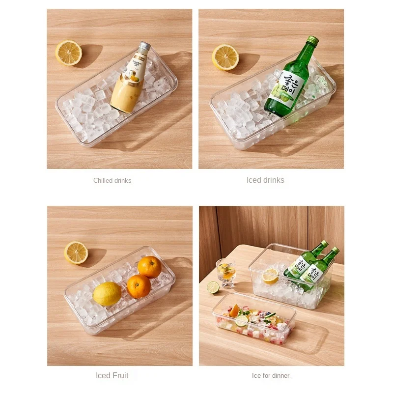 High Capacity PET Seal Silicone Ice Cream Ice Mold And Storage Box Ice Cube Tray Making Mould Box Maker Bar Kitchen Accessories_voghion.com