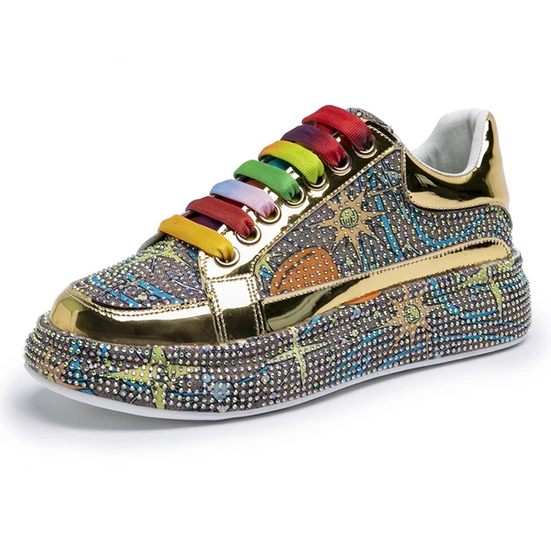 

MODX Top Quality Sneakers Women Skate Canvas Shoes Rhinestone Women Loafers Platform Fashion Shiny Women's Casual Shoes Big Size