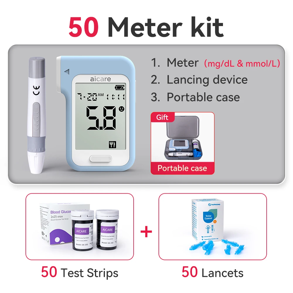 Blood Glucose Monitoring Kit with Test Strips and Lancing Device for High Blood Sugar Management