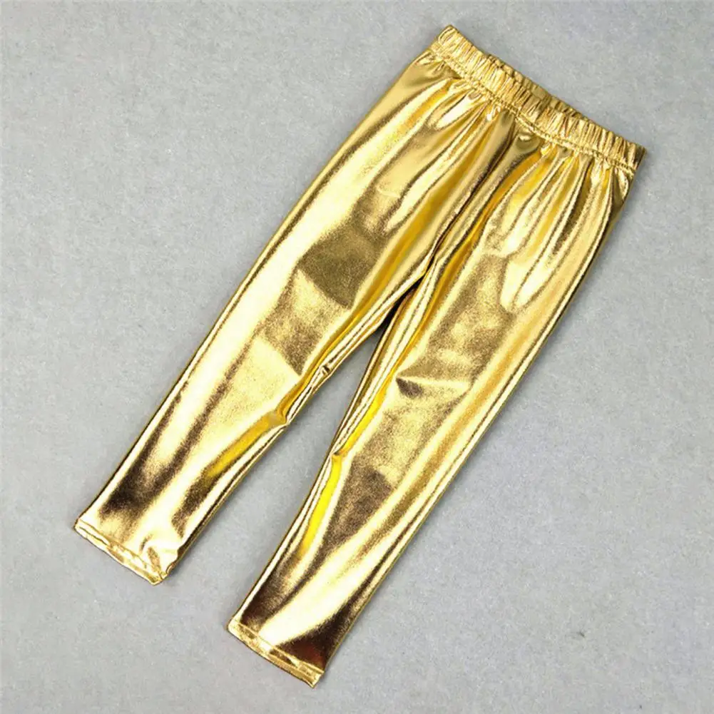 

Children Performance Pants Glossy Elastic Waist Bright Solid Color Soft Breathable Smooth Unisex Party Stage Show Long Trousers