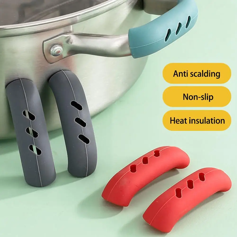 

6pcs Silicone Pan Handle Cover Heat Insulation Covers Pot Ear Clip Non-slip Steamer Casserole Pan Handle Kitchen Tool