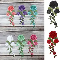 Colorful Floral Embroidered Iron-On Patches – DIY Long String Flower Appliques for Jackets, Jeans, Clothes, Bags & Crafts