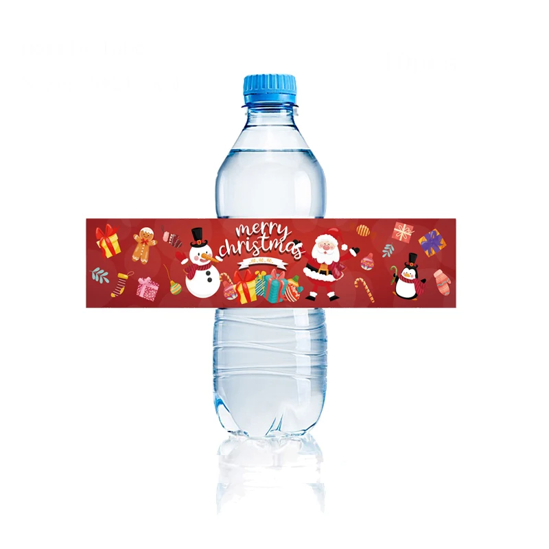 

Red Paper Merry Christmas Drink Water Bottle Sticker New Year Merry Christmas Home Party Holiday Celebration Decor Supplies