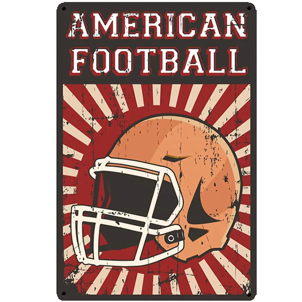 

Retro Design American Football Tin Metal Signs Wall Art | Thick Tinplate Print Poster Wall Decoration for Garage/Man Cave