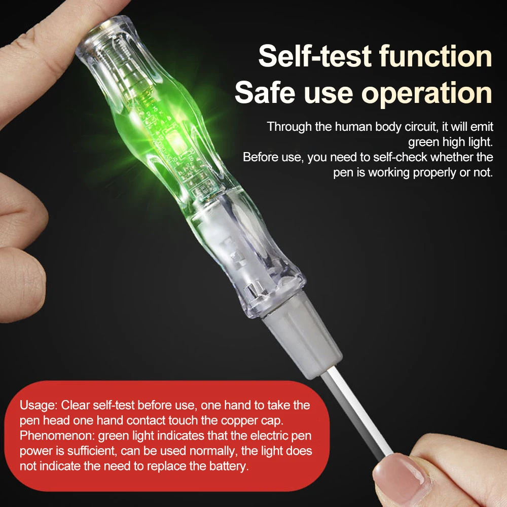AC 24-250V 3.5mm Dual Head Slot Voltage Tester Screwdriver Contact Voltage Tester Pen High Brightness Circuit Tester Screwdriver 4