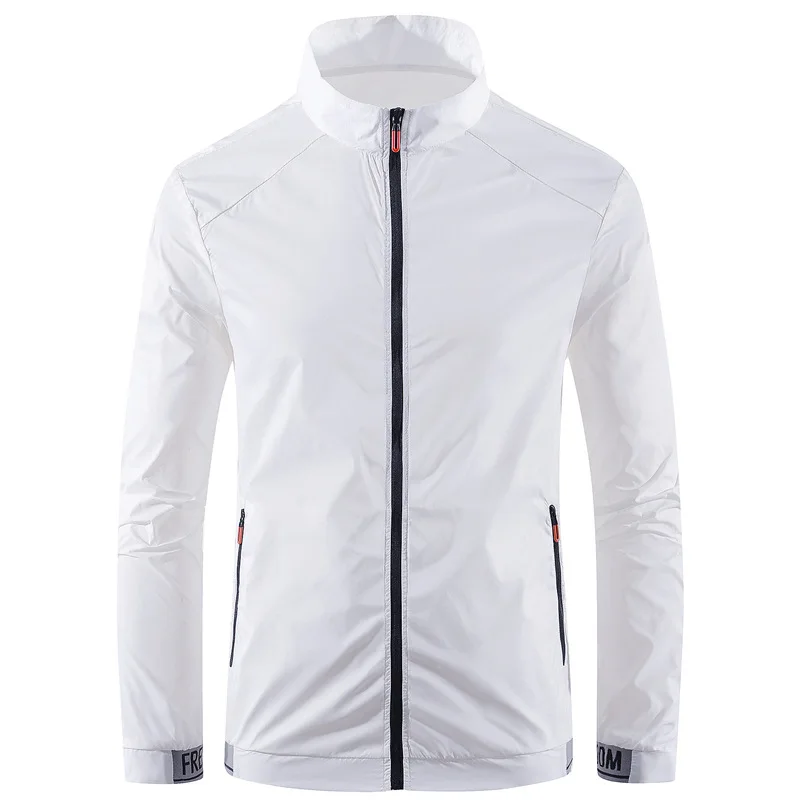 Sommarhudkappa män utomhus solskydd Lättviktsventilerande stativkrage vindjacka män enfärgad M-4XL jacka_voghion.com