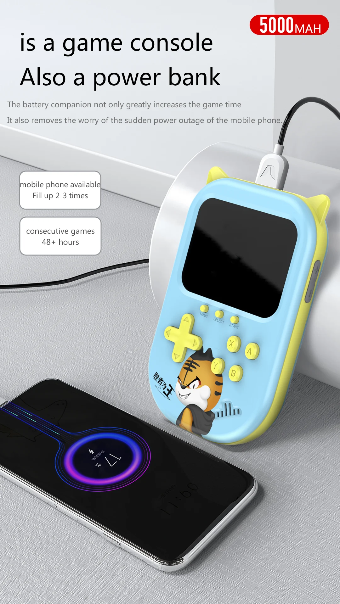 Desenhos animados criativos A10 Cat Ear Mini Jogos Eletrônicos Mobile Power  3.5 Polegada Tela 5000 Jogos Para Crianças Duplas Arcade Gift