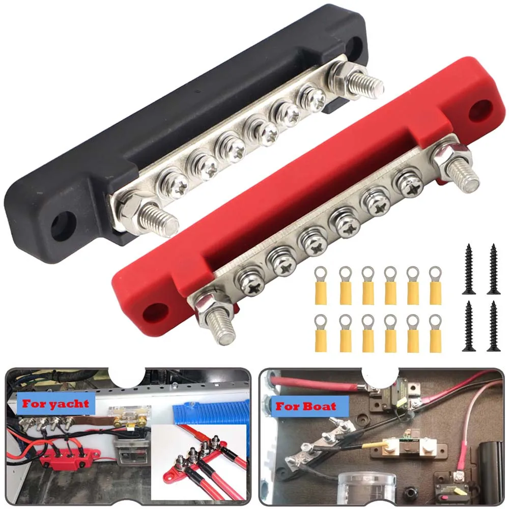 6W Car Terminal Block Negative Bus Bar 12V 150A Terminal Block 12V ...