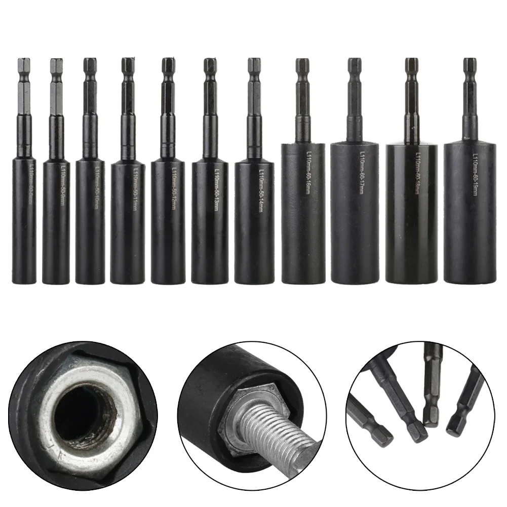 

1pc 1/4" Hex Sockets Wrench 8-19mm Electric Drill Socket Head Bolt Nut Driver Bit Impact Drill Bits Adapter Screwdrivers Bits