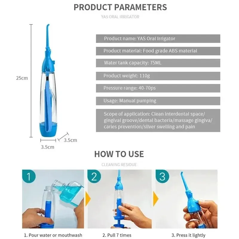 Oral Irrigator Teeth Cleaner Water Jet Non-electric Household Portable Oral Irrigator Flossing LV160