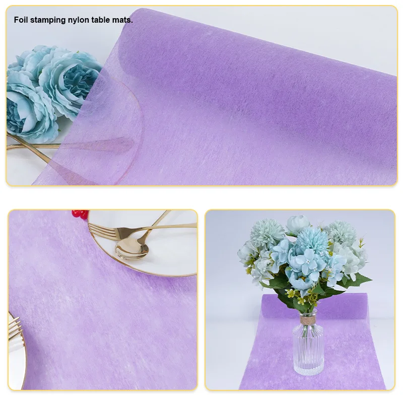 28X500CM Disposable Non-woven Fabric Table Runner ,Candy Color Sheer Dining Table Decoration For Wedding Party Banquet 5