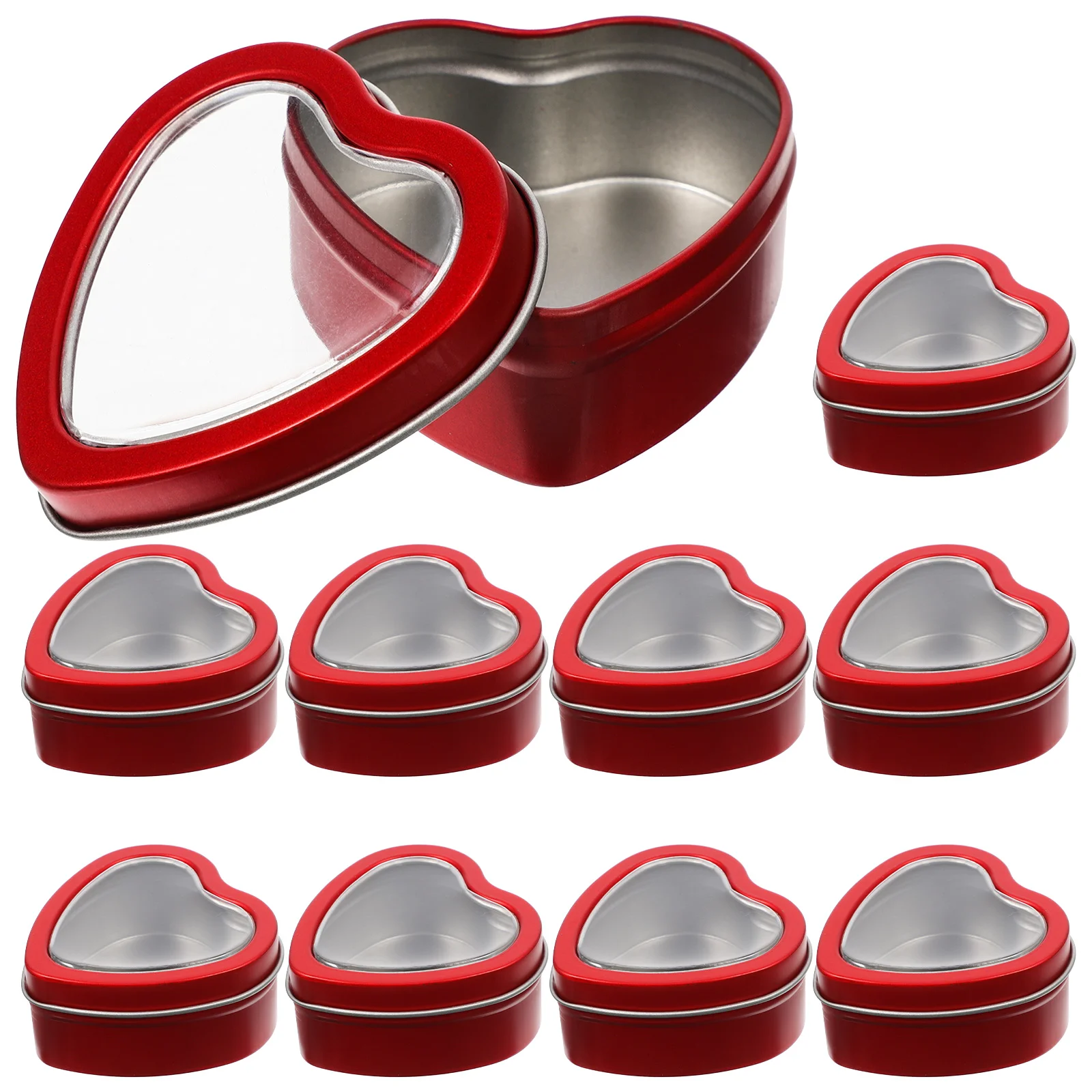

Heart Shaped Candle Tin with Clear View Window Lids for Candies, Gifts & Treasures