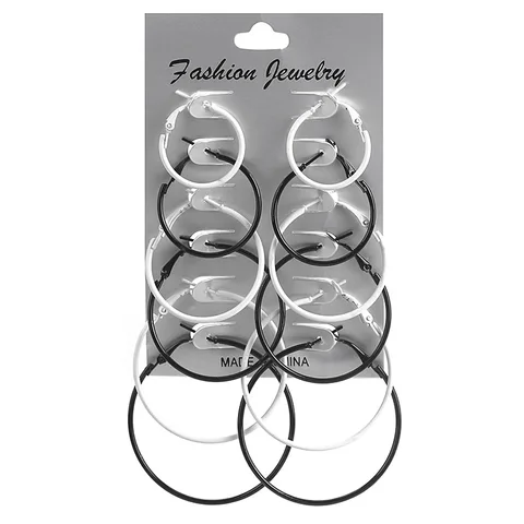 /12Pairs Punk Hoop Earrings Set Big Circle Earrings Jewelry for Women Girls Steampunk Ear Clip Punk Earring Ear Ring