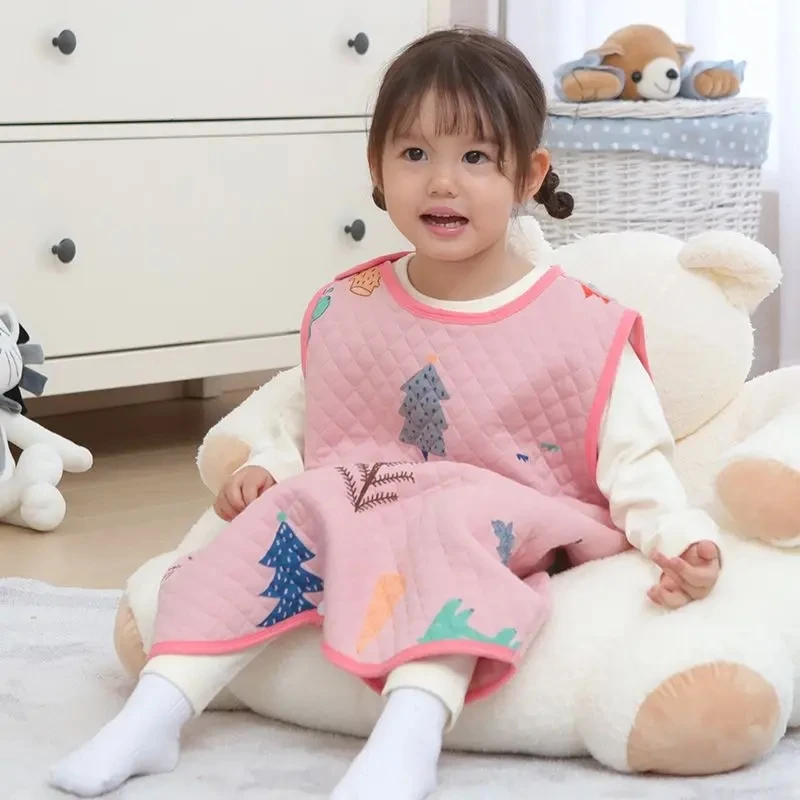 Kids Pajamas Spring Autumn Vest-style Baby Sleeping Bag Cartoon Boys Girls Homewear Cotton Newborn Sleeping Bag Thickened Children's Pajamas