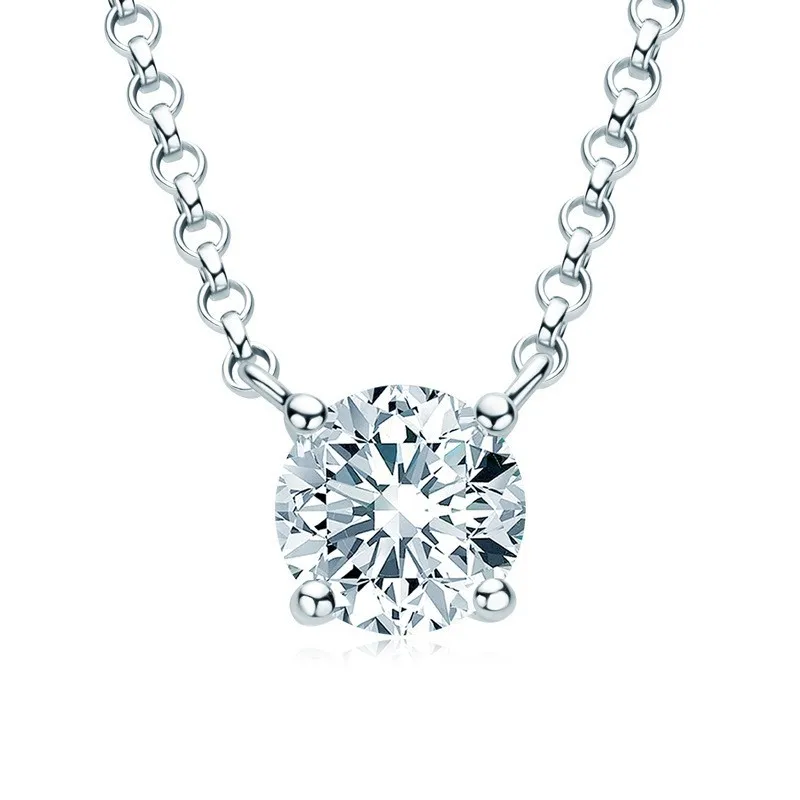 1Carat Moissanite Diamond S925 Sterling Silver Necklaces For Women D Color With GRA Certificate Can Be Detected By The Drill Pen