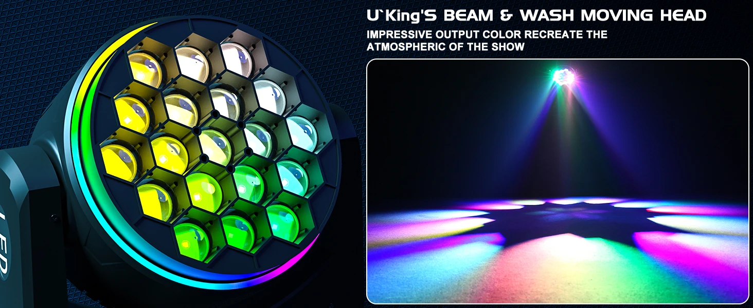 Description Picture 2 of item19x40W LED Beam Bees Eyes Zoom Fieryzeal Moving Head Lights Stage Light DJ Light Disco Dance Hall Party Bar Performance