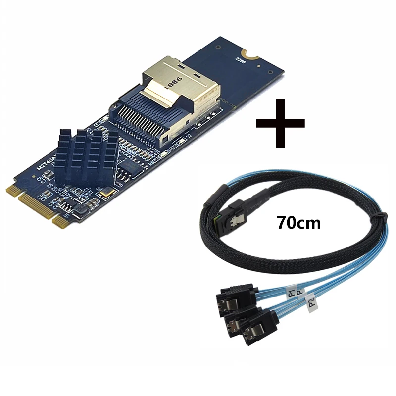 High-Speed M.2 NVME to Mini SAS SFF-8087 Expansion Card with 4-Port SATA 3.0 6Gbps Controller Adapter
