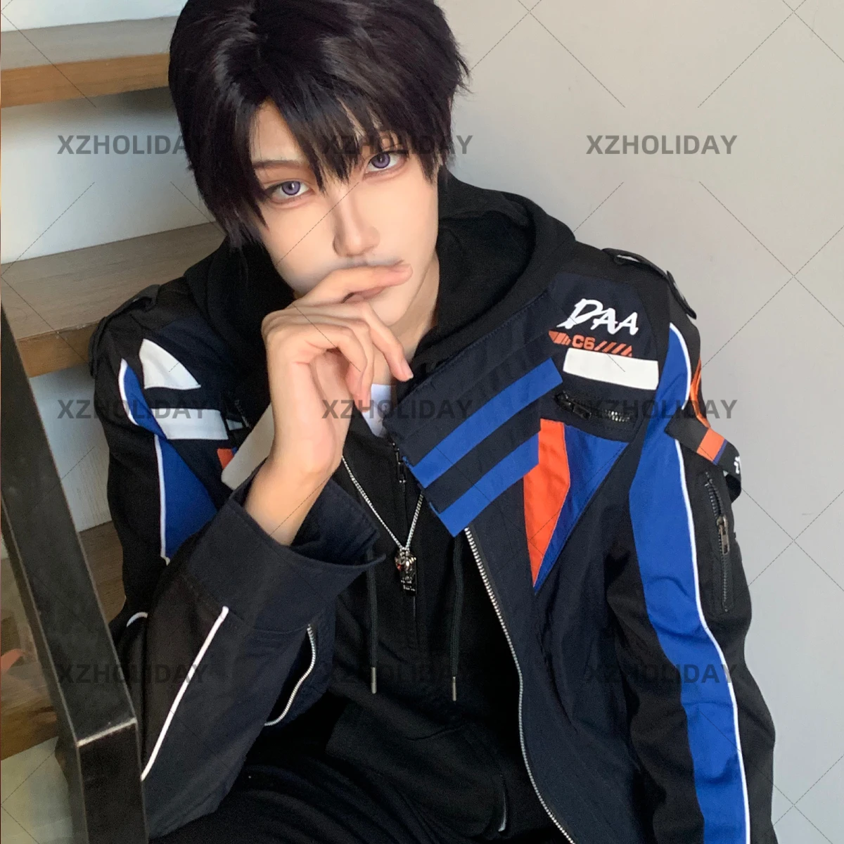 Game Love Caleb Cosplay Costume & Wig Set - Deep Space Flying Jacket Necklace Halloween Role Play 2