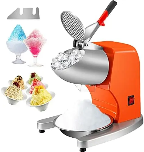 

Electric Ice Shaver Crusher,300W 1450 RPM Snow Cone Maker Machine with Dual Stainless Steel Blades 210LB/H, Shaved Ice Machine w