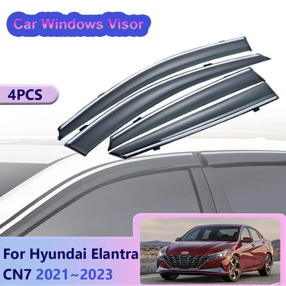 

Windows Visor for Hyundai Elantra Avante CN7 i30 Sedan 2021 2022 2023 Car Vent Smoke Covers Sun Rain Guard Deflector Accessories