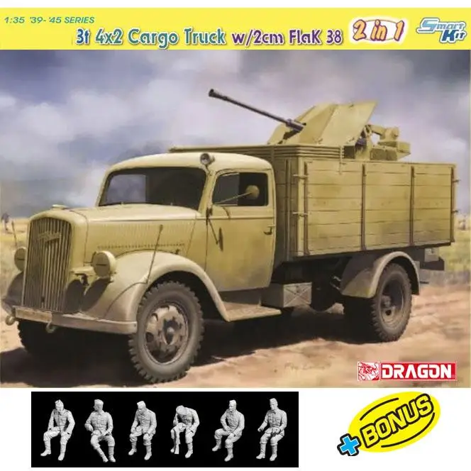 

DRAGON 6828 1/35 German 3t 4x2 Truck w/2cm FlaK 38 - Scale Model Kit