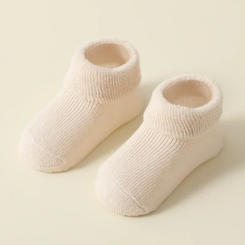 8Pair/lot New autumn and winter thick baby toddler socks cotton solid color baby floor foot socks 0-12months