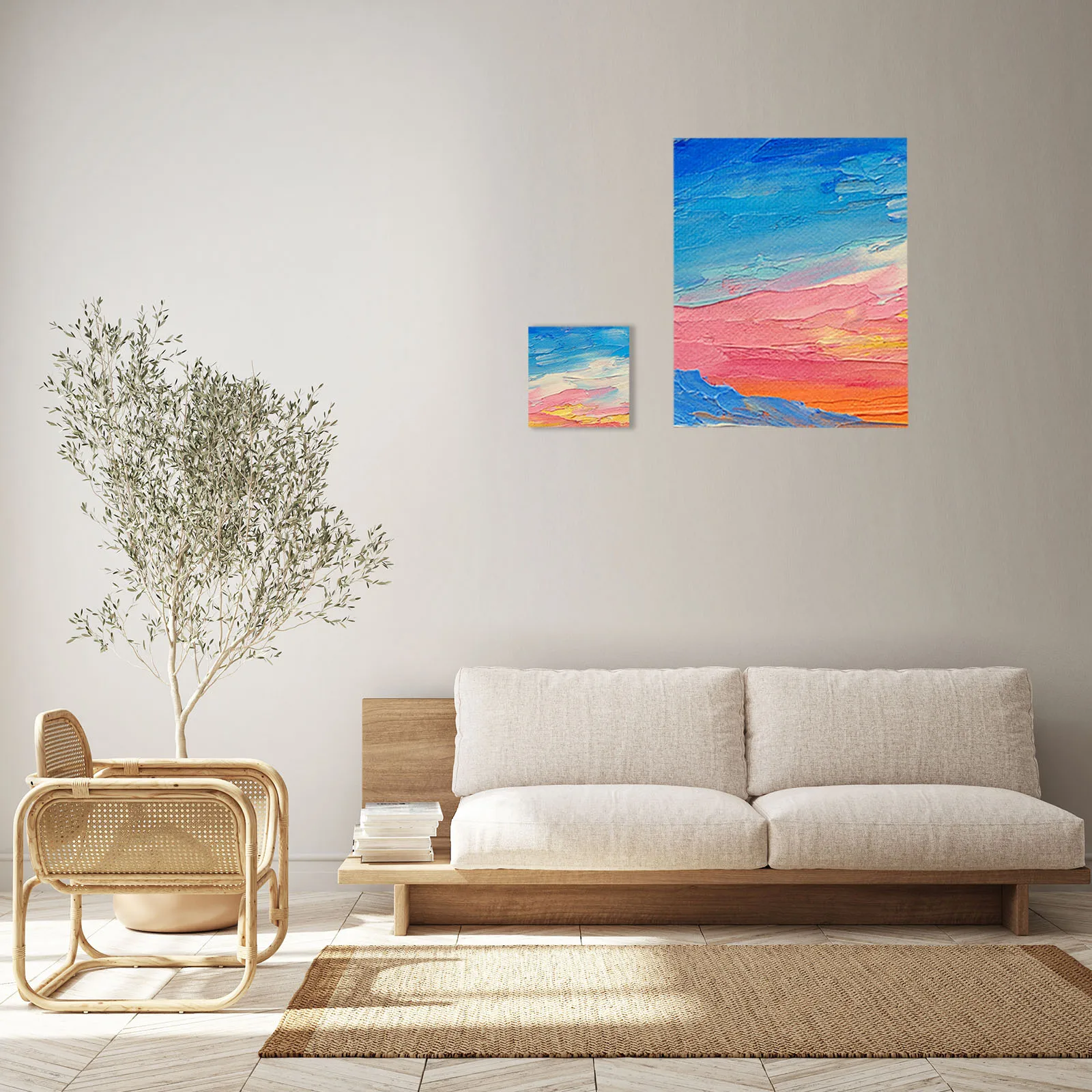 6Pcs 15x15x1.6cm Paint Canvas Board Square Wood Frame Stretched Blank Art Canvas Board Panel for Oil Painting Acrylic Watercolor