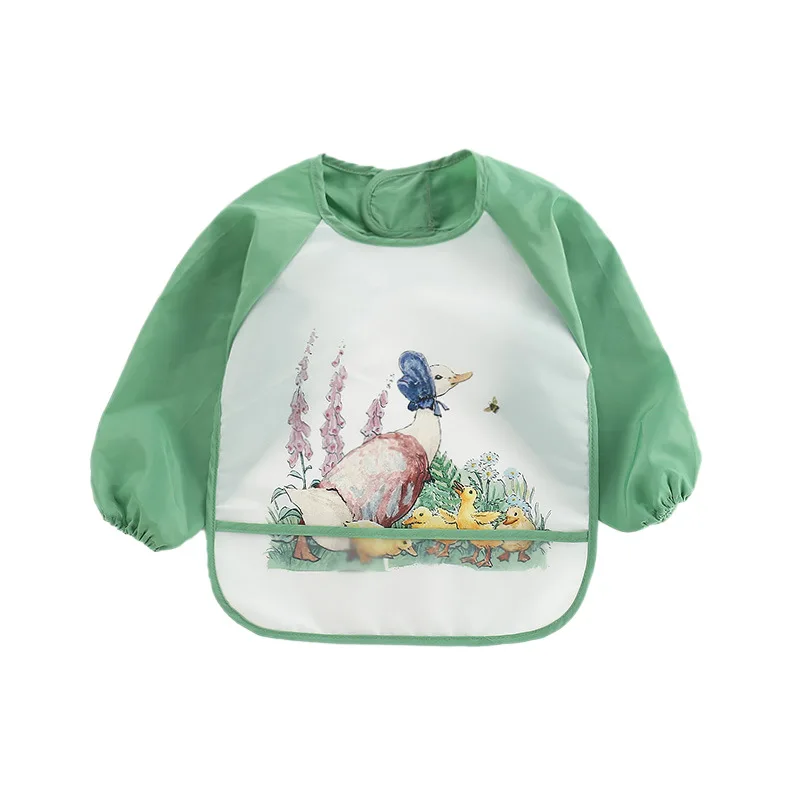 Baby Bibs Toddler Waterproof Long Sleeve Apron Cartoon Animals Children Feeding Smock 0-3Y baby bib feeding bib cotton bib set cotton bib silicone bib silicone feeding bib