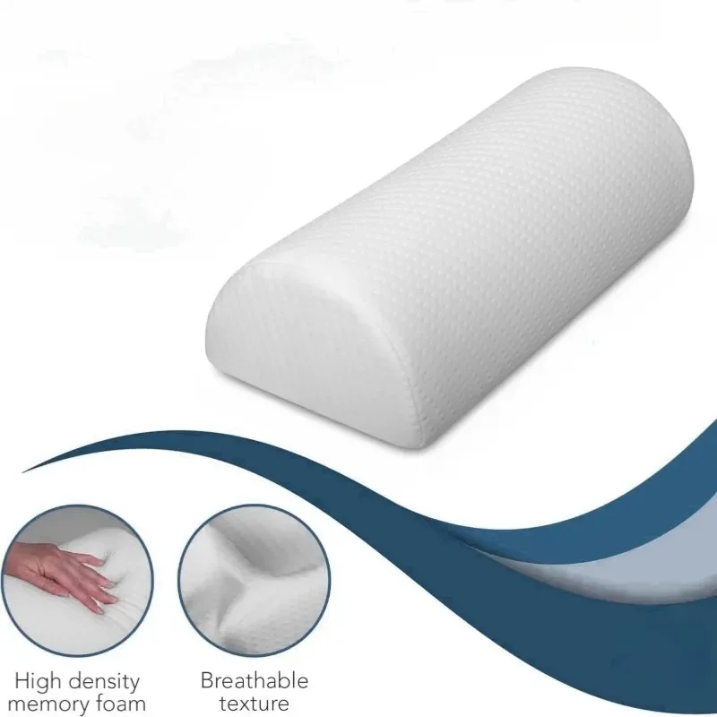 Back and Head Memory Foam Cotton Comfort Bolster Pillow for LegsCover Lumbar Support Pillow for Semi Roll Pillow